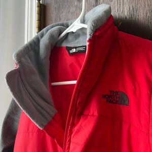 North Face women’s, size small, red and gray, full zip up